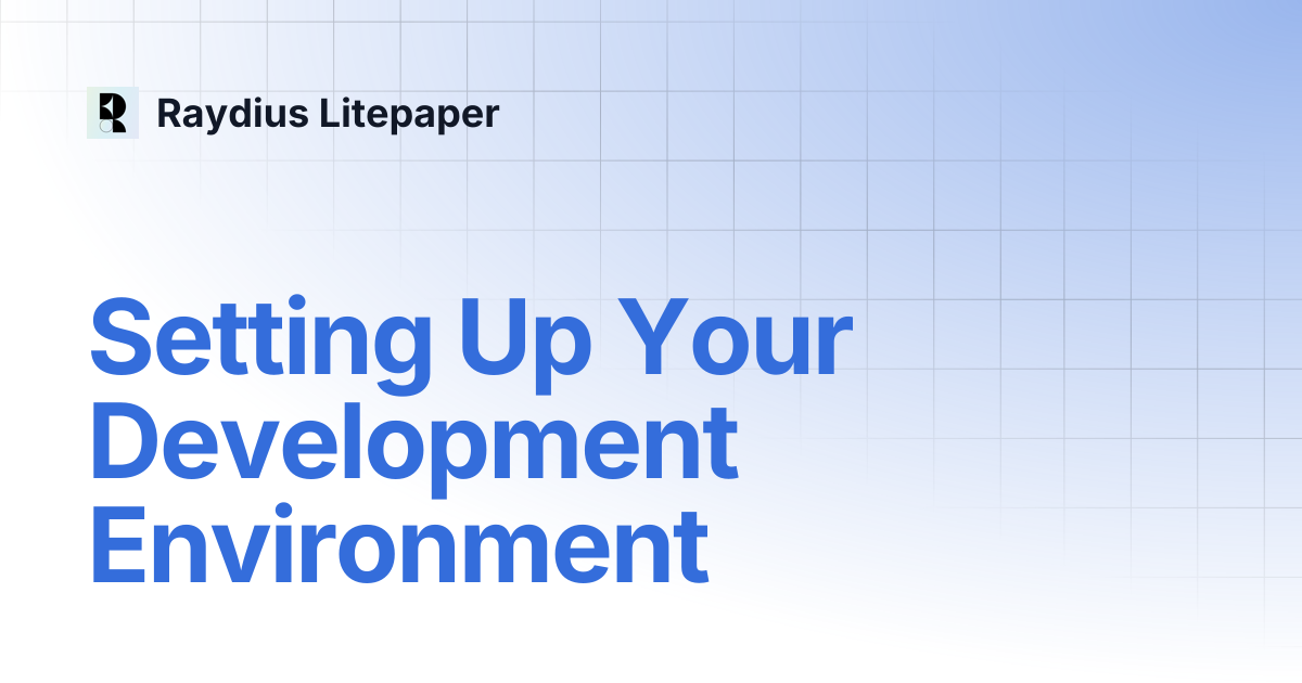 Setting Up Your Development Environment | Raydius Litepaper
